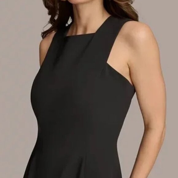 Donna Karan Women's Square-Neck Asymmetric-Hem Dress Black Size 8 - Picture 4 of 8